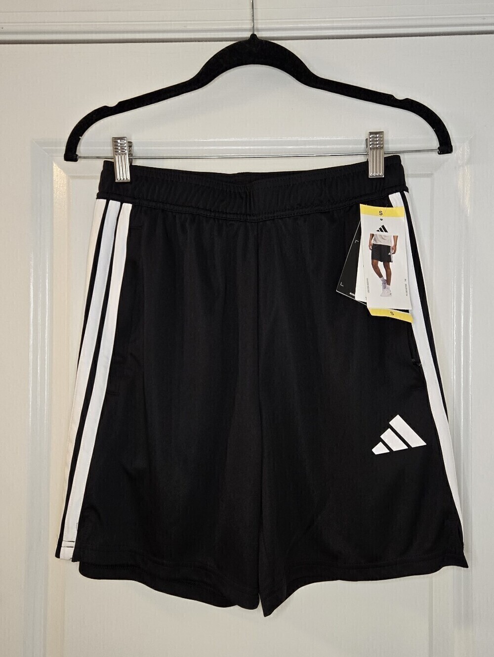 Adidas Mens Black Three Stripe Athletic Gym Soccer Shorts Size Small
